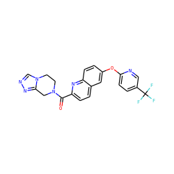 O=C(c1ccc2cc(Oc3ccc(C(F)(F)F)cn3)ccc2n1)N1CCn2cnnc2C1 ZINC001772640256