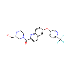 O=C(c1ccc2cc(Oc3ccc(C(F)(F)F)nc3)ccc2n1)N1CCN[C@@H](CO)C1 ZINC001772601280
