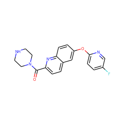 O=C(c1ccc2cc(Oc3ccc(F)cn3)ccc2n1)N1CCNCC1 ZINC000584605940