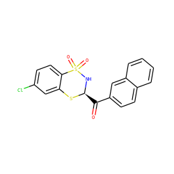 O=C(c1ccc2ccccc2c1)[C@@H]1NS(=O)(=O)c2ccc(Cl)cc2S1 ZINC000040873452