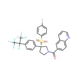 O=C(c1ccc2ncccc2c1)N1CC[C@](c2ccc(C(F)(C(F)(F)F)C(F)(F)F)cc2)(S(=O)(=O)c2ccc(F)cc2)C1 ZINC001772631196