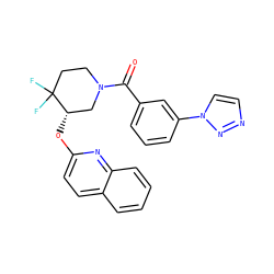O=C(c1cccc(-n2ccnn2)c1)N1CCC(F)(F)[C@@H](Oc2ccc3ccccc3n2)C1 ZINC000149539273
