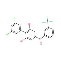 O=C(c1cccc(C(F)(F)F)c1)c1cc(O)c(-c2cc(Cl)cc(Cl)c2)c(O)c1 ZINC000473108826