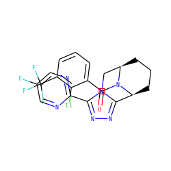O=C(c1cccc(C(F)(F)F)c1Cl)N1[C@H]2CCC[C@@H]1Cn1c(-c3ncc(F)cn3)nnc12 ZINC000226093829