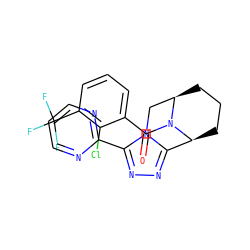 O=C(c1cccc(C(F)(F)F)c1Cl)N1[C@H]2CCC[C@@H]1Cn1c(-c3ncccn3)nnc12 ZINC000215908917