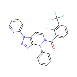 O=C(c1cccc(C(F)(F)F)c1Cl)N1C=Cc2c(nnn2-c2cnccn2)[C@H]1c1ccccc1 ZINC000218464781