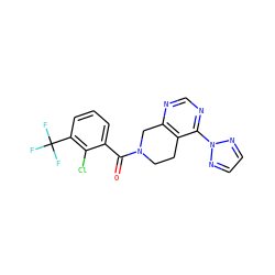 O=C(c1cccc(C(F)(F)F)c1Cl)N1CCc2c(ncnc2-n2nccn2)C1 ZINC000219418150
