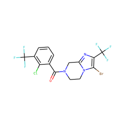 O=C(c1cccc(C(F)(F)F)c1Cl)N1CCn2c(nc(C(F)(F)F)c2Br)C1 ZINC000068247209