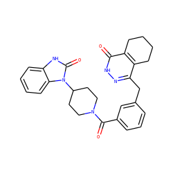 O=C(c1cccc(Cc2n[nH]c(=O)c3c2CCCC3)c1)N1CCC(n2c(=O)[nH]c3ccccc32)CC1 ZINC000169215293