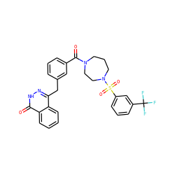O=C(c1cccc(Cc2n[nH]c(=O)c3ccccc23)c1)N1CCCN(S(=O)(=O)c2cccc(C(F)(F)F)c2)CC1 ZINC000028568673