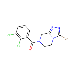 O=C(c1cccc(Cl)c1Cl)N1CCn2c(Br)nnc2C1 ZINC000095565589