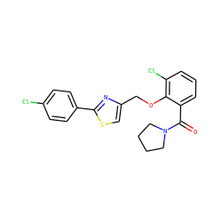 O=C(c1cccc(Cl)c1OCc1csc(-c2ccc(Cl)cc2)n1)N1CCCC1 ZINC000028524069