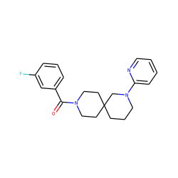 O=C(c1cccc(F)c1)N1CCC2(CCCN(c3ccccn3)C2)CC1 ZINC000003955716