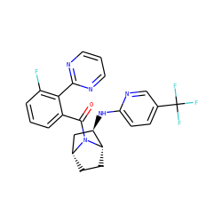 O=C(c1cccc(F)c1-c1ncccn1)N1[C@H]2CC[C@@H]1C[C@H]2Nc1ccc(C(F)(F)F)cn1 ZINC000226050288