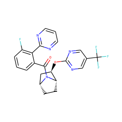 O=C(c1cccc(F)c1-c1ncccn1)N1[C@H]2CC[C@@H]1C[C@H]2Oc1ncc(C(F)(F)F)cn1 ZINC000226093692