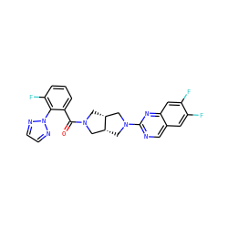 O=C(c1cccc(F)c1-n1nccn1)N1C[C@@H]2CN(c3ncc4cc(F)c(F)cc4n3)C[C@@H]2C1 ZINC000149376030