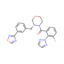 O=C(c1cccc(F)c1-n1nccn1)N1CCOC[C@H]1Cc1cccc(-c2ncon2)c1 ZINC000205660219