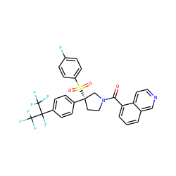 O=C(c1cccc2cnccc12)N1CC[C@](c2ccc(C(F)(C(F)(F)F)C(F)(F)F)cc2)(S(=O)(=O)c2ccc(F)cc2)C1 ZINC001772634246