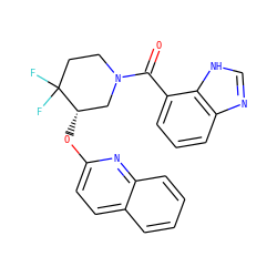 O=C(c1cccc2nc[nH]c12)N1CCC(F)(F)[C@@H](Oc2ccc3ccccc3n2)C1 ZINC000149552413