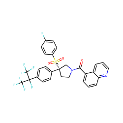 O=C(c1cccc2ncccc12)N1CC[C@](c2ccc(C(F)(C(F)(F)F)C(F)(F)F)cc2)(S(=O)(=O)c2ccc(F)cc2)C1 ZINC001772600603