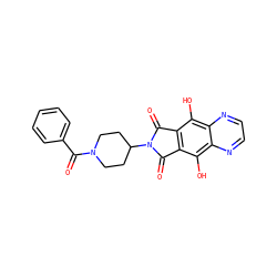 O=C(c1ccccc1)N1CCC(N2C(=O)c3c(c(O)c4nccnc4c3O)C2=O)CC1 ZINC000013612243