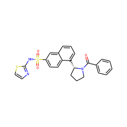 O=C(c1ccccc1)N1CCC[C@@H]1c1cccc2cc(S(=O)(=O)Nc3nccs3)ccc12 ZINC000206159613