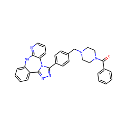 O=C(c1ccccc1)N1CCN(Cc2ccc(-c3nnc4n3-c3cccnc3Nc3ccccc3-4)cc2)CC1 ZINC000096174077