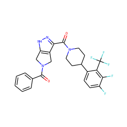 O=C(c1ccccc1)N1Cc2[nH]nc(C(=O)N3CCC(c4ccc(F)c(F)c4C(F)(F)F)CC3)c2C1 ZINC001772628627