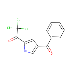 O=C(c1ccccc1)c1c[nH]c(C(=O)C(Cl)(Cl)Cl)c1 ZINC000002508543