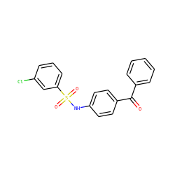 O=C(c1ccccc1)c1ccc(NS(=O)(=O)c2cccc(Cl)c2)cc1 ZINC001256790762