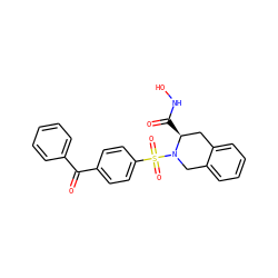O=C(c1ccccc1)c1ccc(S(=O)(=O)N2Cc3ccccc3C[C@@H]2C(=O)NO)cc1 ZINC000013797728