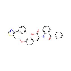 O=C(c1ccccc1)c1ccccc1N[C@@H](Cc1ccc(OCCc2scnc2-c2ccccc2)cc1)C(=O)O ZINC000027555459