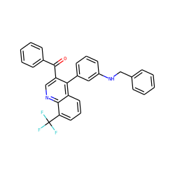 O=C(c1ccccc1)c1cnc2c(C(F)(F)F)cccc2c1-c1cccc(NCc2ccccc2)c1 ZINC000014972603