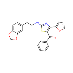 O=C(c1ccccc1)c1sc(NCCc2ccc3c(c2)OCO3)nc1-c1ccco1 ZINC000040847581