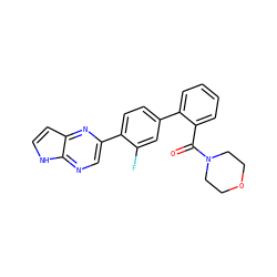 O=C(c1ccccc1-c1ccc(-c2cnc3[nH]ccc3n2)c(F)c1)N1CCOCC1 ZINC000224824835