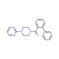 O=C(c1ccccc1-c1ccccc1)N1CCN(c2ncccn2)CC1 ZINC000007779076