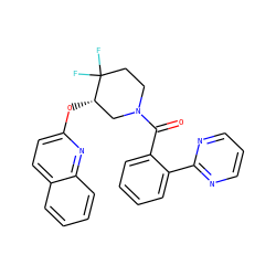 O=C(c1ccccc1-c1ncccn1)N1CCC(F)(F)[C@@H](Oc2ccc3ccccc3n2)C1 ZINC001772646624