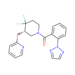 O=C(c1ccccc1-n1nccn1)N1CCC(F)(F)[C@@H](Oc2ccccn2)C1 ZINC001772657264