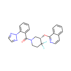 O=C(c1ccccc1-n1nccn1)N1CCC(F)(F)[C@@H](Oc2nccc3ccccc23)C1 ZINC001772608415