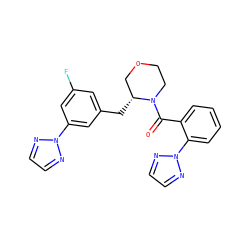 O=C(c1ccccc1-n1nccn1)N1CCOC[C@H]1Cc1cc(F)cc(-n2nccn2)c1 ZINC001772655861