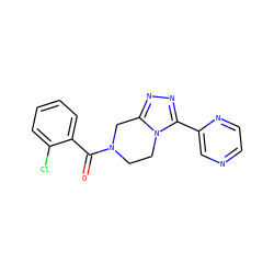O=C(c1ccccc1Cl)N1CCn2c(nnc2-c2cnccn2)C1 ZINC000095565305