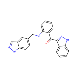 O=C(c1ccccc1NCc1ccc2[nH]ncc2c1)c1n[nH]c2ccccc12 ZINC000040395418