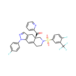 O=C(c1ccccn1)[C@]12Cc3cnn(-c4ccc(F)cc4)c3C=C1CCN(S(=O)(=O)c1ccc(F)c(C(F)(F)F)c1)C2 ZINC000141923925
