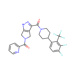 O=C(c1ccccn1)N1Cc2[nH]nc(C(=O)N3CCC(c4ccc(F)c(F)c4C(F)(F)F)CC3)c2C1 ZINC001772632305