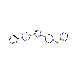 O=C(c1cccnc1)N1CCC(c2nc(-c3cnc(-c4ccccc4)nc3)c[nH]2)CC1 ZINC000118717295