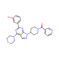 O=C(c1cccnc1)N1CCC(n2ncc3c(N4CCOCC4)nc(-c4cccc(O)c4)nc32)CC1 ZINC000045300226