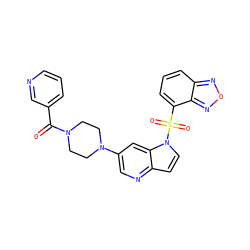 O=C(c1cccnc1)N1CCN(c2cnc3ccn(S(=O)(=O)c4cccc5nonc45)c3c2)CC1 ZINC000043062966
