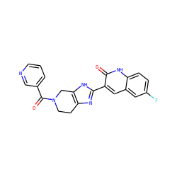 O=C(c1cccnc1)N1CCc2nc(-c3cc4cc(F)ccc4[nH]c3=O)[nH]c2C1 ZINC000068267319