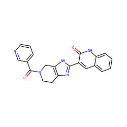 O=C(c1cccnc1)N1CCc2nc(-c3cc4ccccc4[nH]c3=O)[nH]c2C1 ZINC000084587840