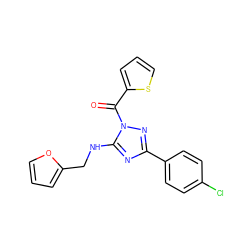 O=C(c1cccs1)n1nc(-c2ccc(Cl)cc2)nc1NCc1ccco1 ZINC000002855744